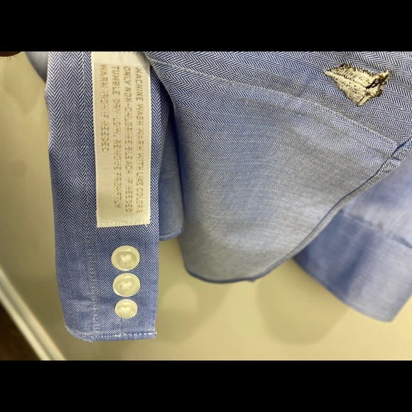 Nordstrom Men’s Blue Smartcare Organic Wrinkle Free Button Down Shirt 18 Neck - Picture 4 of 10